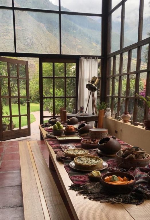 A spread of food at El Verde, a boutique retreat center in Peru