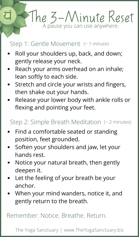 The 3-Minute Reset as taught by The Yoga Sanctuary