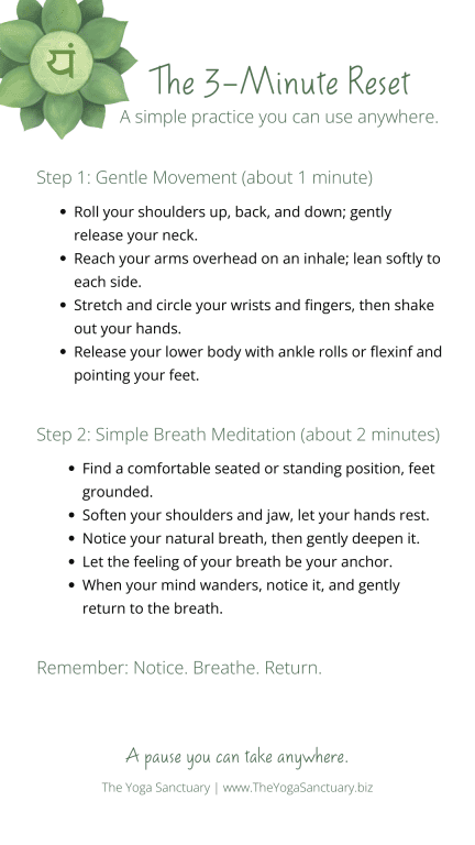 The 3-Minute Reset as taught by The Yoga Sanctuary